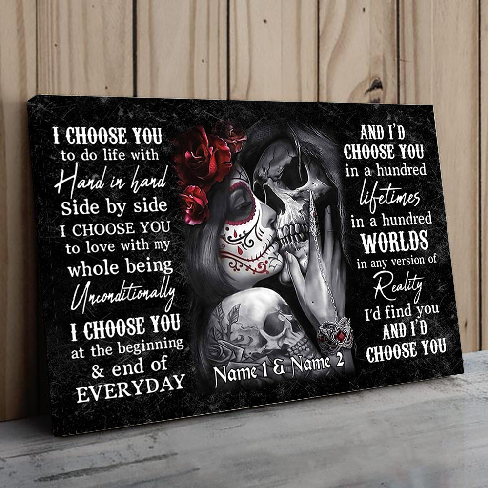 I Choose You, Art Skull Couple Poster & Canvas, Perfect Gift For Couples