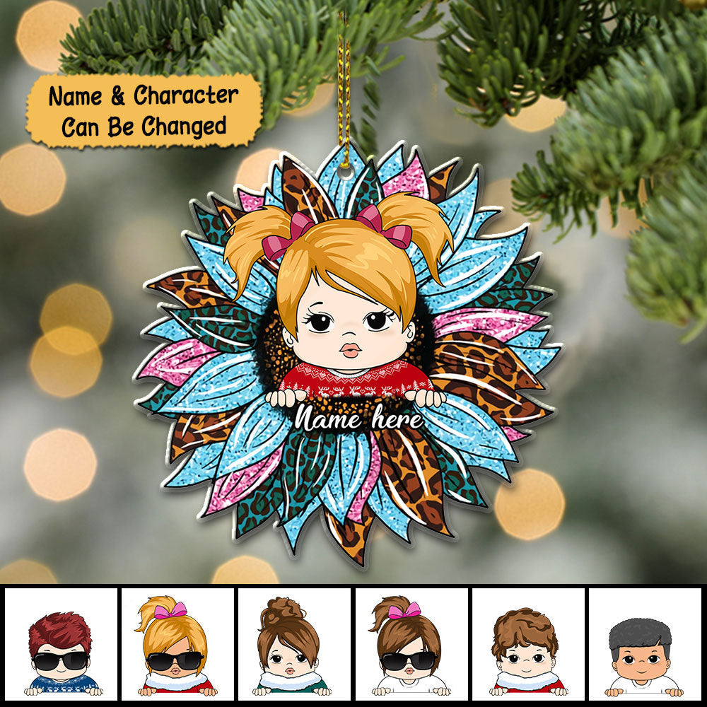 Sunflower With Grandkid Personalized Ornament For Happy Family Vr3 TRHN