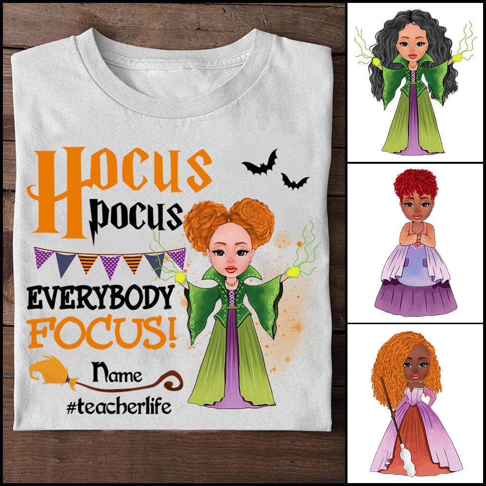 Hocus Pocus Everybody Focus Cute Witch Personalized Shirt For Teacher