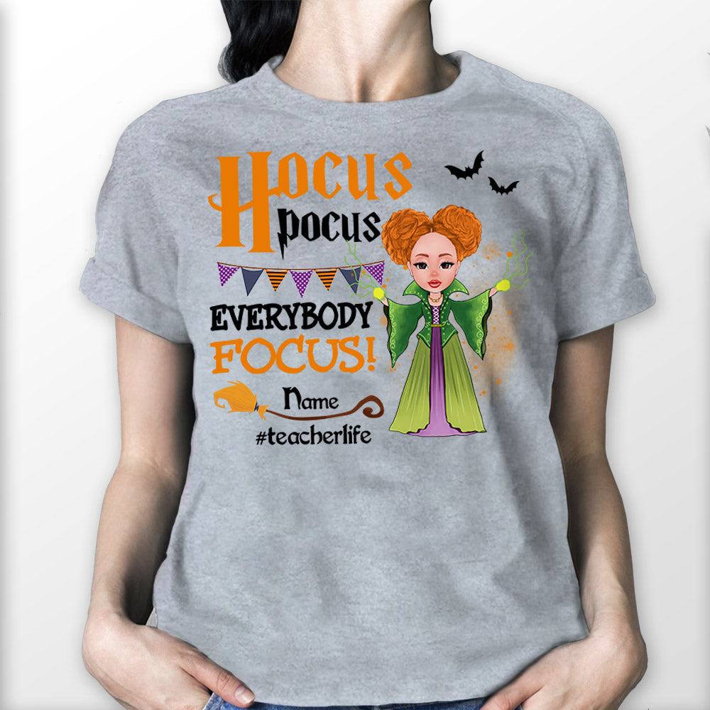 Hocus Pocus Everybody Focus Cute Witch Personalized Shirt For Teacher