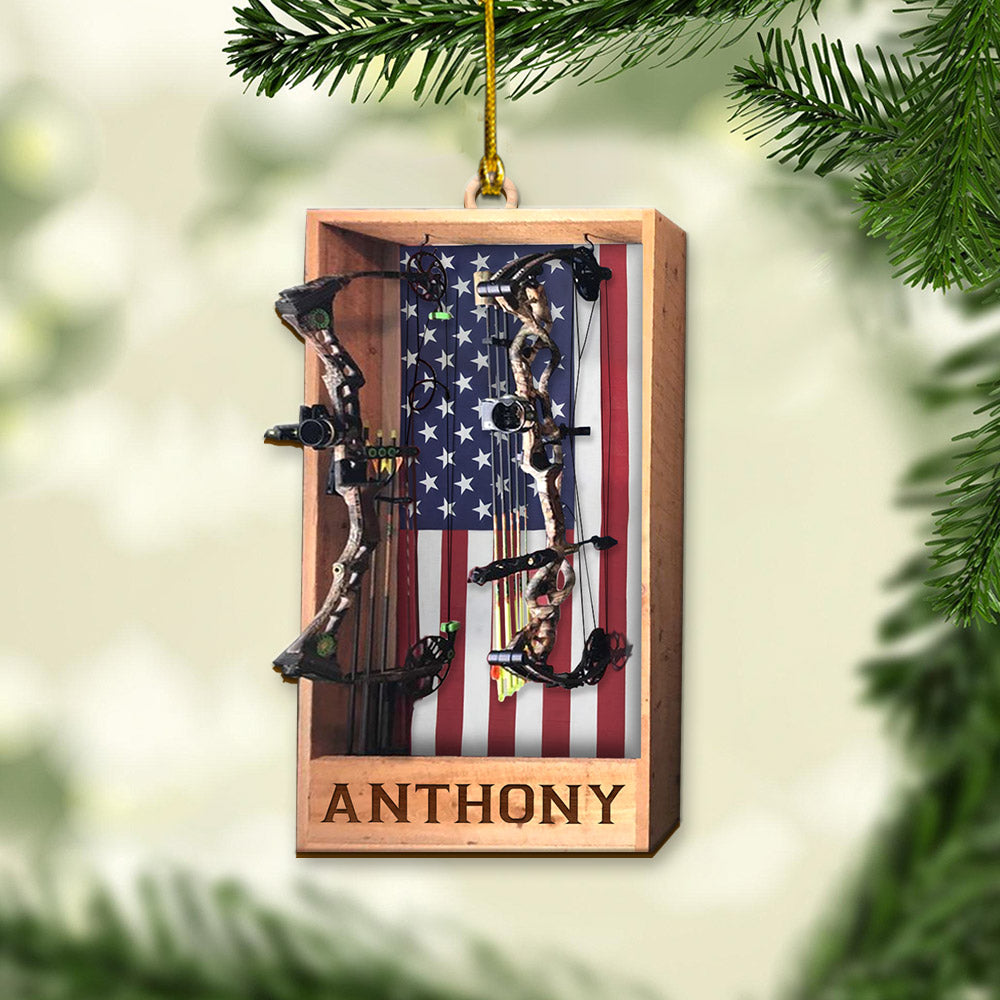 Hunting Customized Name, Archery & Flag Personalized For Hunters, Name can be changed vr3