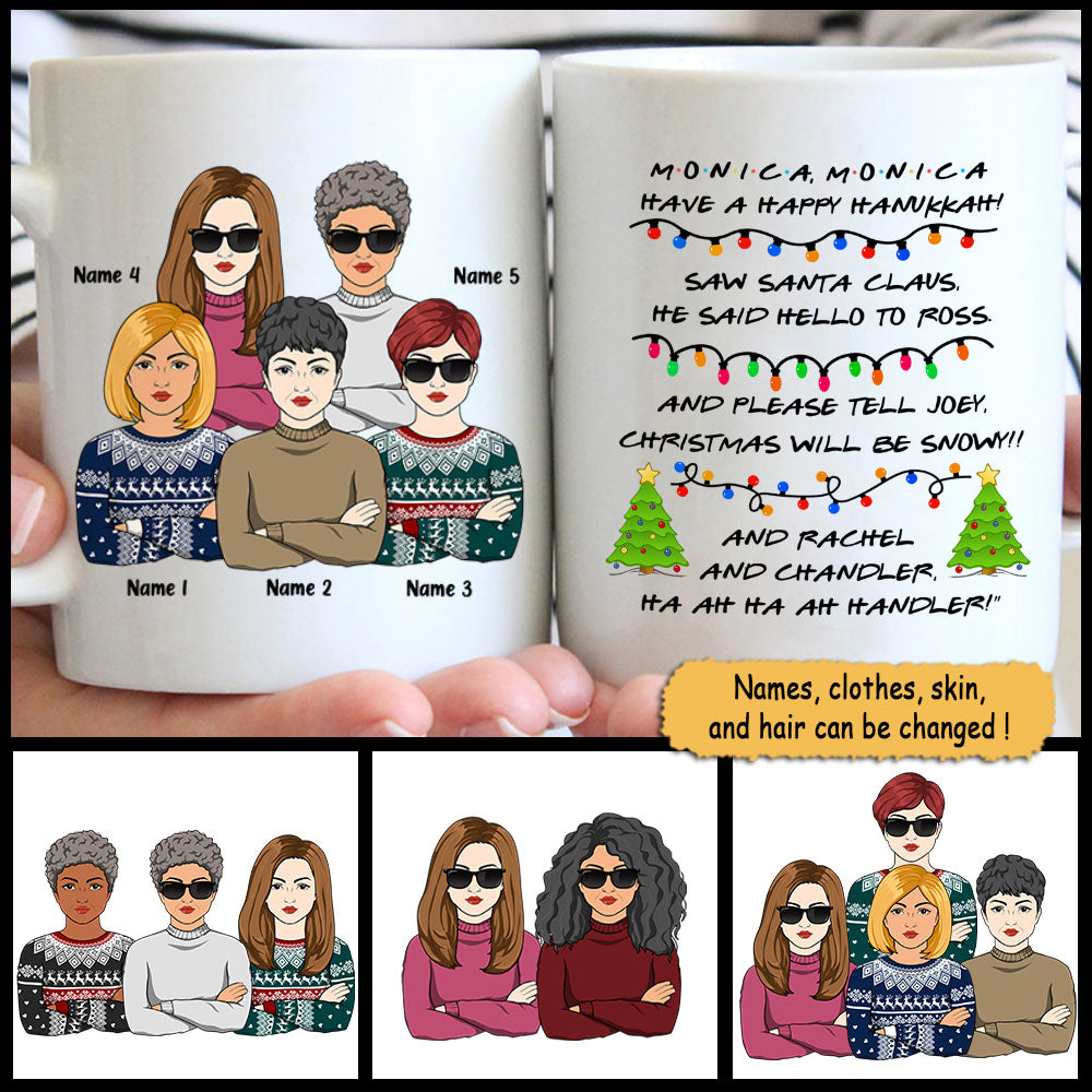 Monica, Monica Have A Happy Hanukkah! Personalized Mug For Your Beloved Ones, Names & Characters Can Be Changed