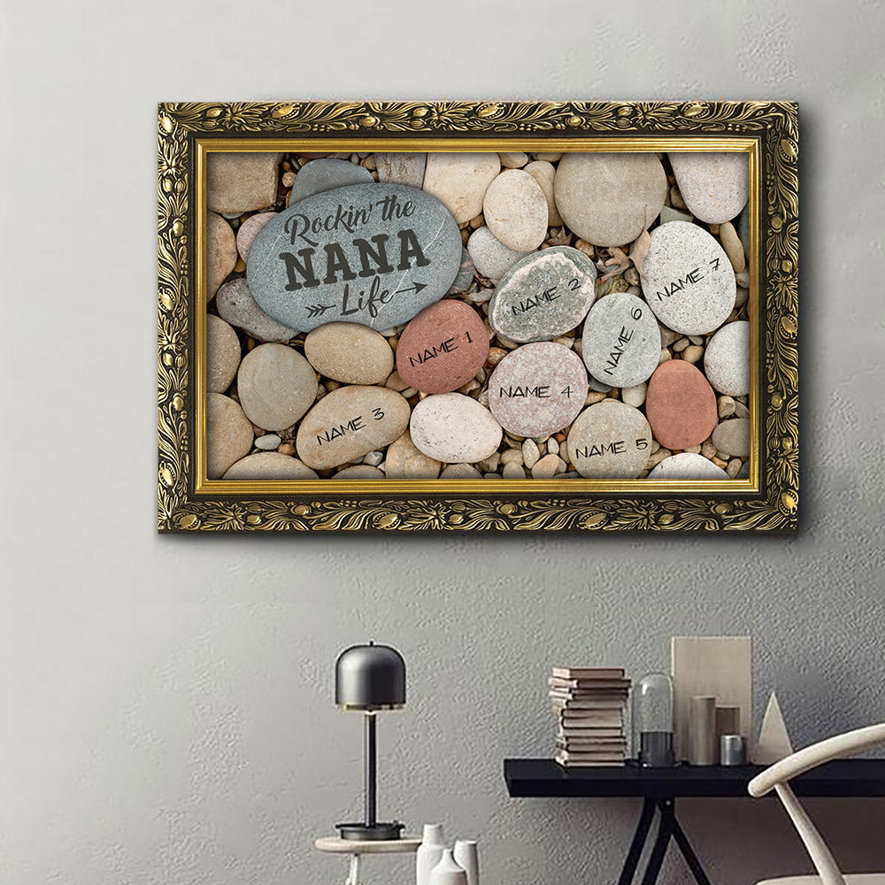 Rockin' The Grandma Life Rock Stone Personalized Canvas Ver 2 For Grandma