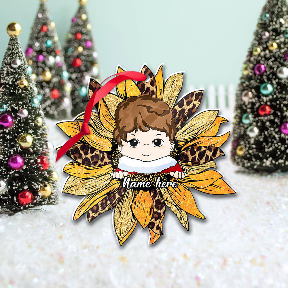 Sunflower With Grandkid Personalized Ornament For Happy Family Vr4 TRHN