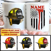 Firefighter's Helmet, Personalized Mug, Custom Helmet And Number