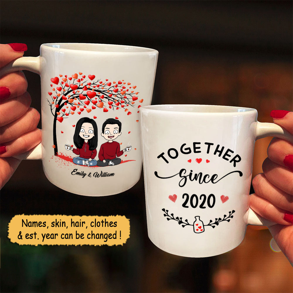 Personalized Mug For Couples, Together Since 2020, Names & Characters Can Be Changed