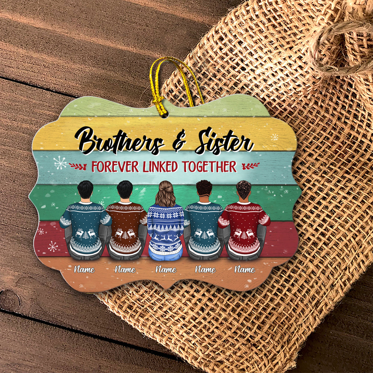 Brothers & Sisters Forever Linked Together Personalized Ornament, TRNA