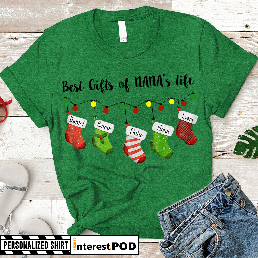 Personalized Xmas Shirt For Nana, Gigi, Grandma, Mimi, Best Gifts Of Nana's Life, Nickname & Grandkid's Names Can Be Changed