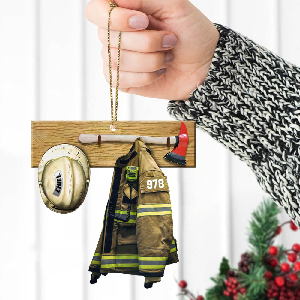 Firefighter Armor, Custom Cut Shaped Acrylic Ornament Two Sides Print, Made By Acrylic And The 2 Sides Are The Same