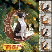Boston Terrier Sitting And Happy On The Moon 2 Layer Mix Wood And Acrylic Ornament
