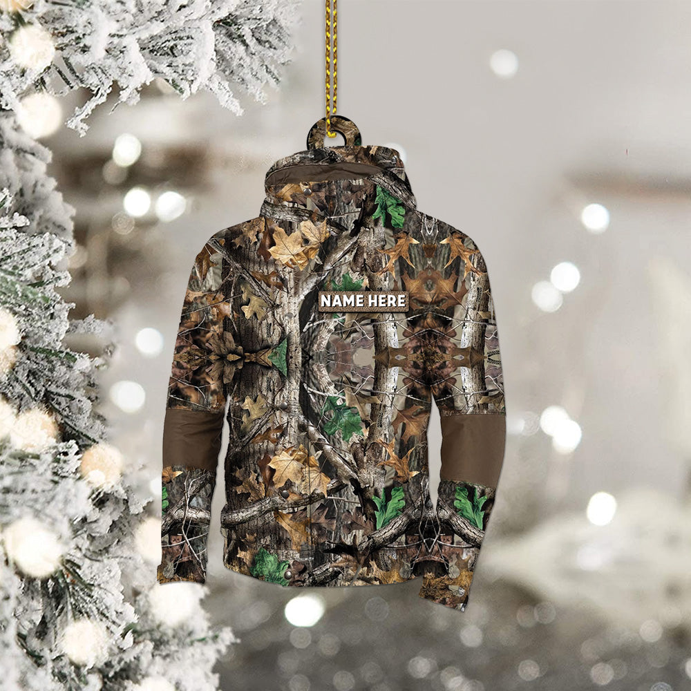 Hunting Customized Name Jacket, Hunting Personalized Clothes For Men And Women Custom Shaped Acrylic Ornament Two Sides Print, Name & Camo Patterns can be changed Vr2