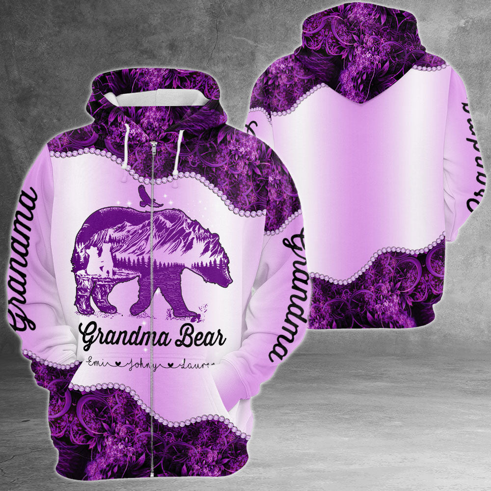 Personalized Grandma Bear All Over Print Shirts For Grandma