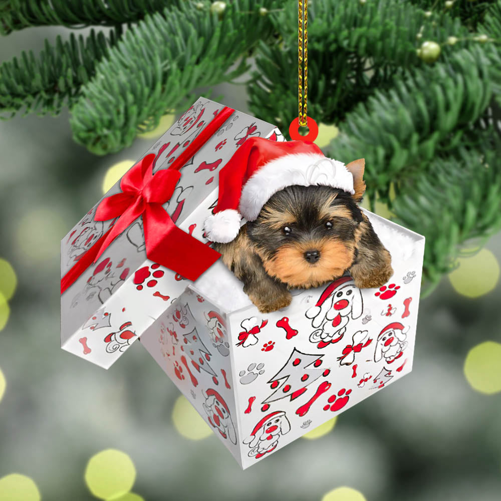 Yorkshire Terrier Christmas Gift Cut Shaped Acrylic Ornament Two Sides, Lovers Yorkshire Terrier, Yorkie, Made By Acrylic And The 2 Sides Are The Same