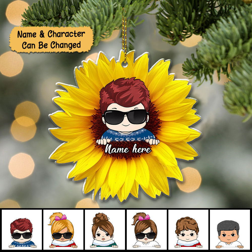 Sunflower With Grandkid Personalized Ornament For Happy Family Vr5 TRHN