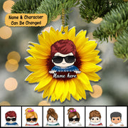 Sunflower With Grandkid Personalized Ornament For Happy Family Vr5 TRHN