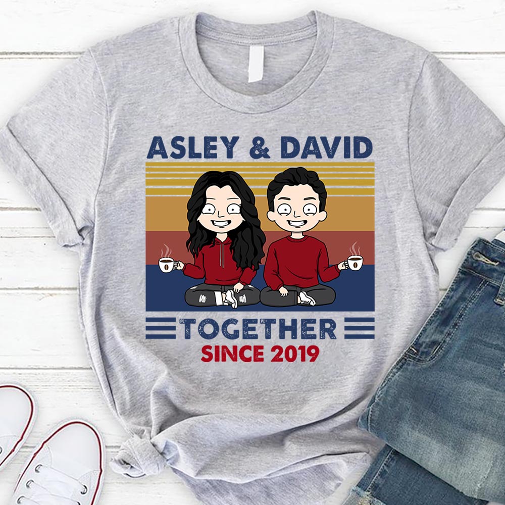 Doll Couple Together Since Retro Valentine‘S Day Gift For Her For Him Personalized Shirt