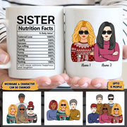 Sister Nutrition Facts, Personalized Mug For Your Beloved Ones, Names & Characters Can Be Changed (Up To 5 People)