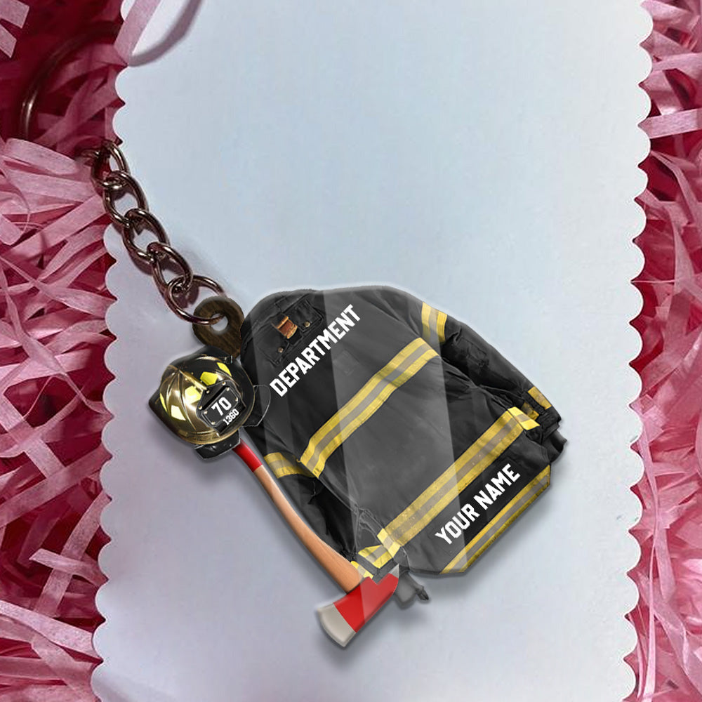 Firefighter Armor Custom Shaped Acrylic Keychain Two Sides Print - Custom Clothes and Helmet