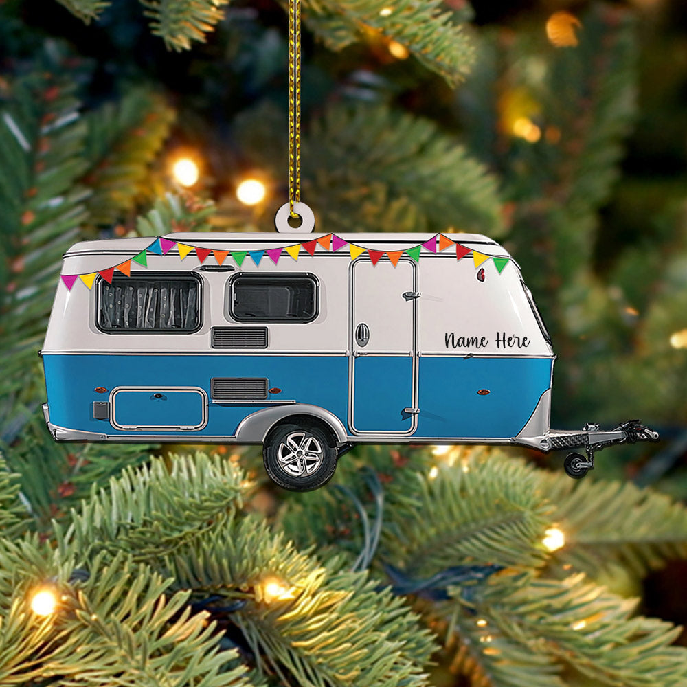 Caravan Camper Ornament, Custom Shaped Acrylic Ornament Two Sides Print, Name & Caravan's Color can be changed vr2, Made By Acrylic And The 2 Sides Are The Same