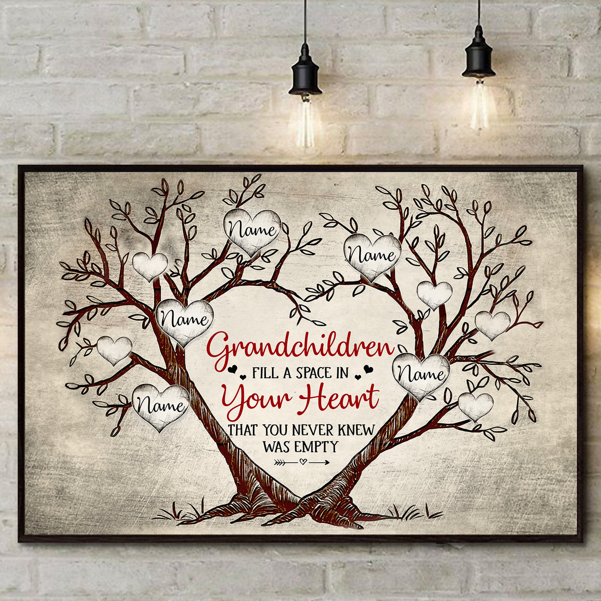 Grandchildren Fill A Space In Your Heart Poster Custom Canvas Print Gift For Grandma Grandparent