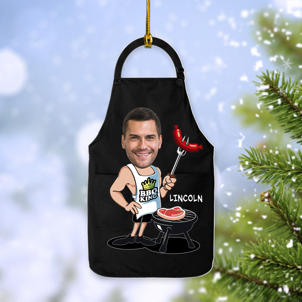 Perfect Funny Apron for Man, Personalized BBQ Apron, Custom Shaped Acrylic Ornament Two Sides Print, Your Photo Here And Name Can Be Changed, Made By Acrylic And The 2 sides Are The Same
