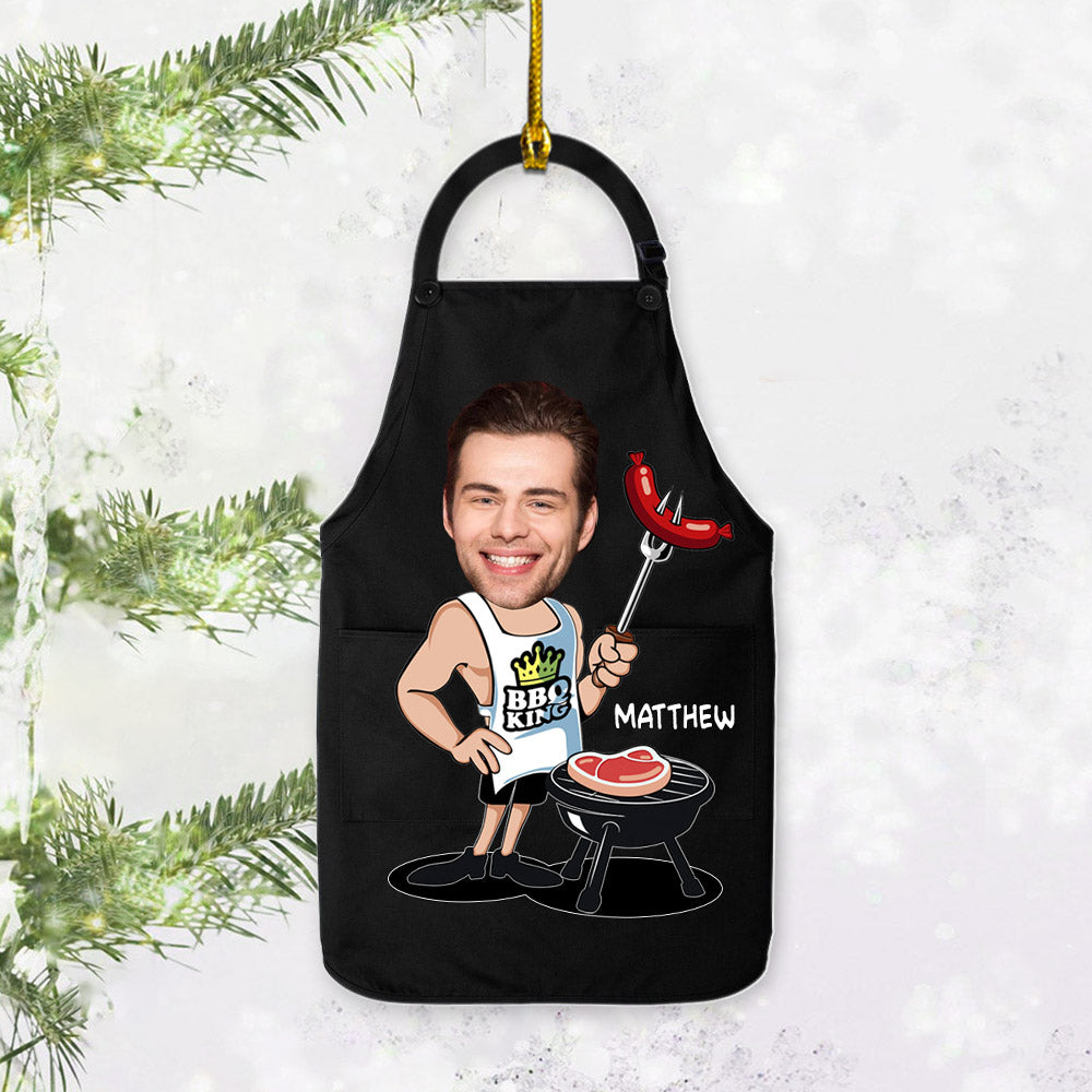 Perfect Funny Apron for Man, Personalized BBQ Apron, Custom Shaped Acrylic Ornament Two Sides Print, Your Photo Here And Name Can Be Changed, Made By Acrylic And The 2 sides Are The Same