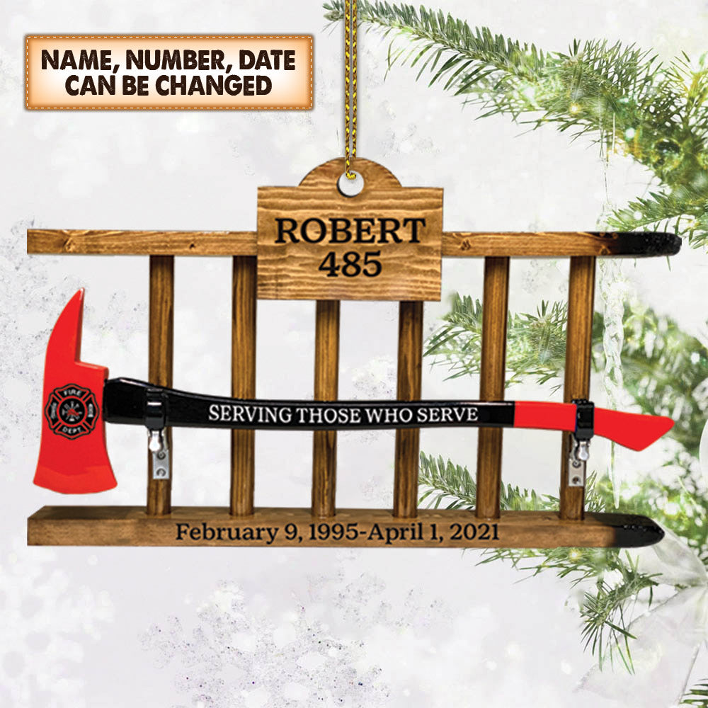Firefighter Retirement Axe And Ladder Gift, Custom Cut Shaped Acrylic Ornament Two Sides Print, Made By Acrylic And The 2 Sides Are The Same