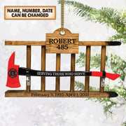 Firefighter Retirement Axe And Ladder Gift, Custom Cut Shaped Acrylic Ornament Two Sides Print, Made By Acrylic And The 2 Sides Are The Same