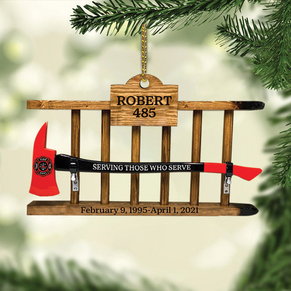 Firefighter Retirement Axe And Ladder Gift, Custom Cut Shaped Acrylic Ornament Two Sides Print, Made By Acrylic And The 2 Sides Are The Same
