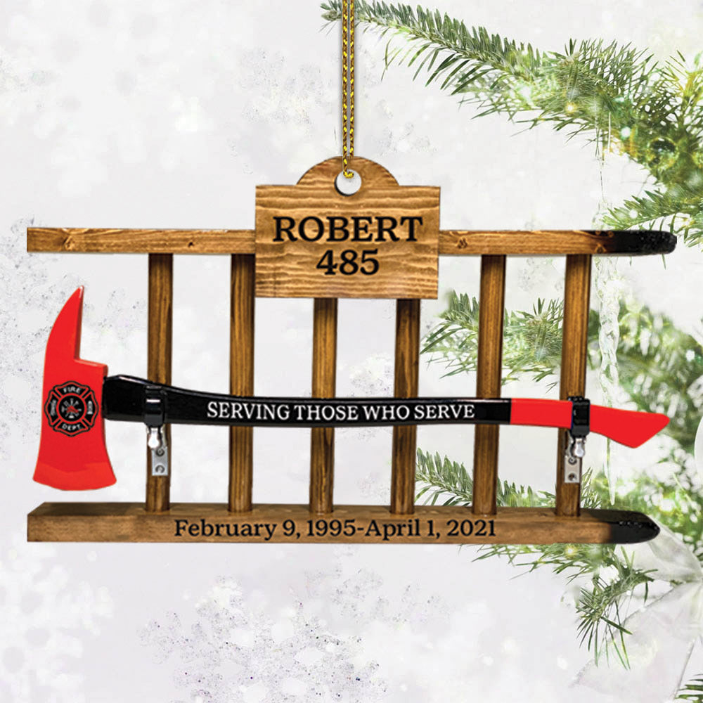 Firefighter Retirement Axe And Ladder Gift, Custom Cut Shaped Acrylic Ornament Two Sides Print, Made By Acrylic And The 2 Sides Are The Same