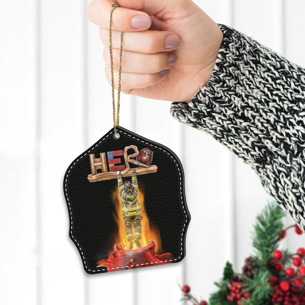Hero Shield Firefighter Personalized Acrylic Ornament 2 Sides Print, Made By Acrylic And The 2 Sides Are The Same
