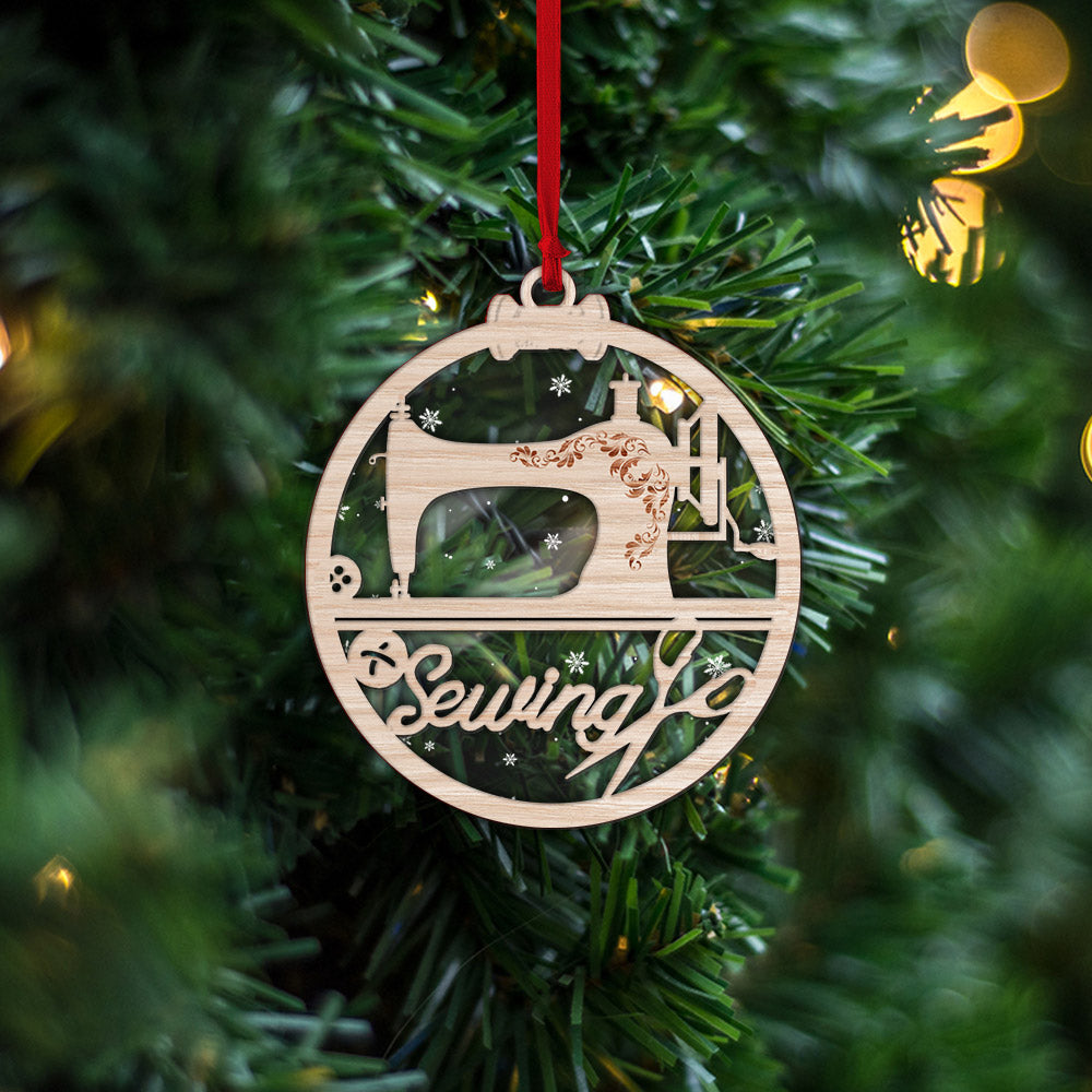 Sewing Machine Custom Shaped Acrylic Ornament One Side Print, Christmas Gift, Name & Pattern Color can be changed