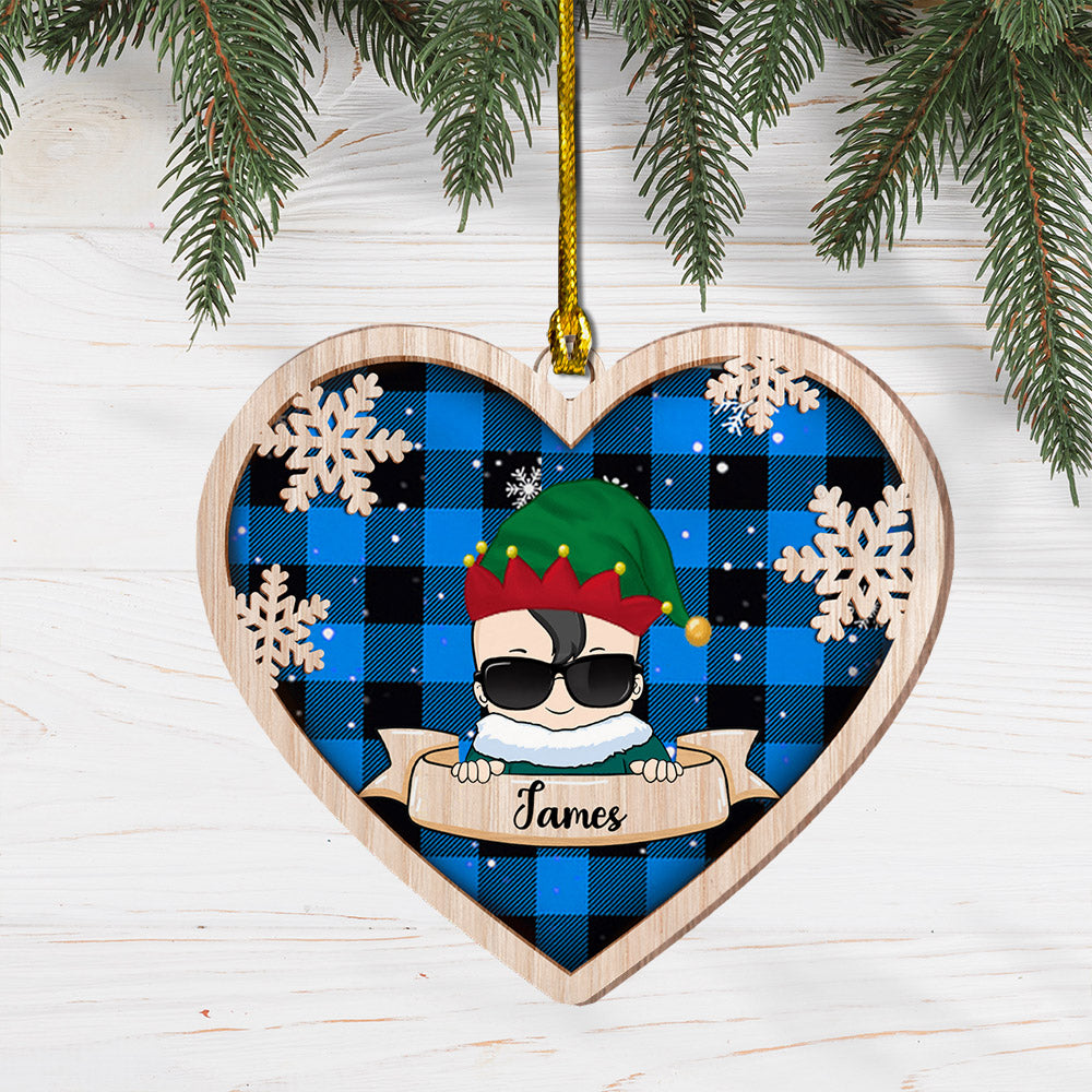 Personalized Christmas Kid Wood Ornament, Made By Wood And One Side Print