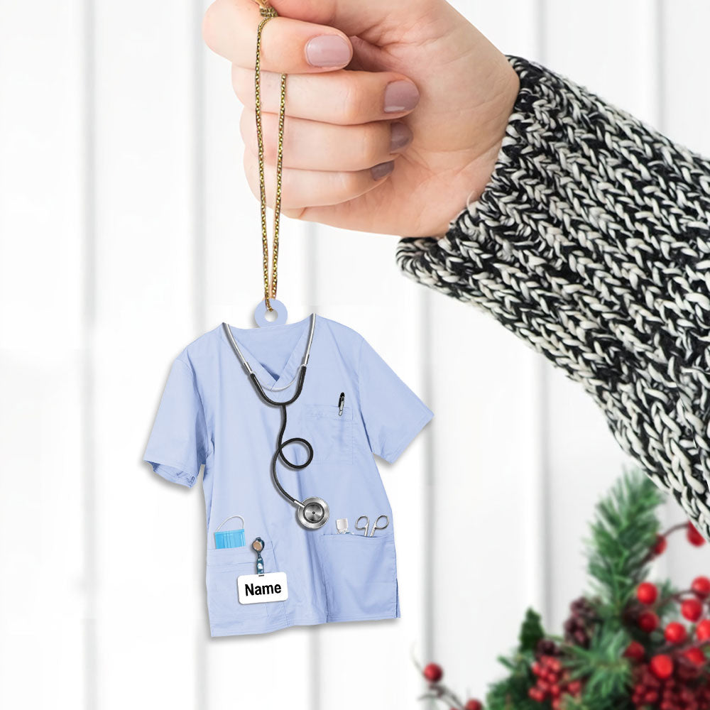 Nurse Uniform Custom Shaped Acrylic Ornament Two Sides Print, Christmas Gift, Name & Uniform Color Can Be Changed, Made By Acrylic And The 2 Sides Are The Same