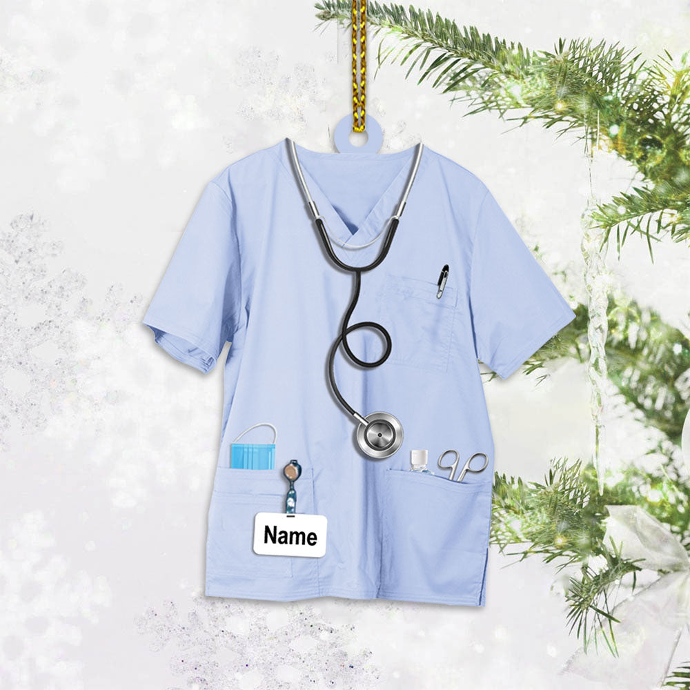 Nurse Uniform Custom Shaped Acrylic Ornament Two Sides Print, Christmas Gift, Name & Uniform Color Can Be Changed, Made By Acrylic And The 2 Sides Are The Same