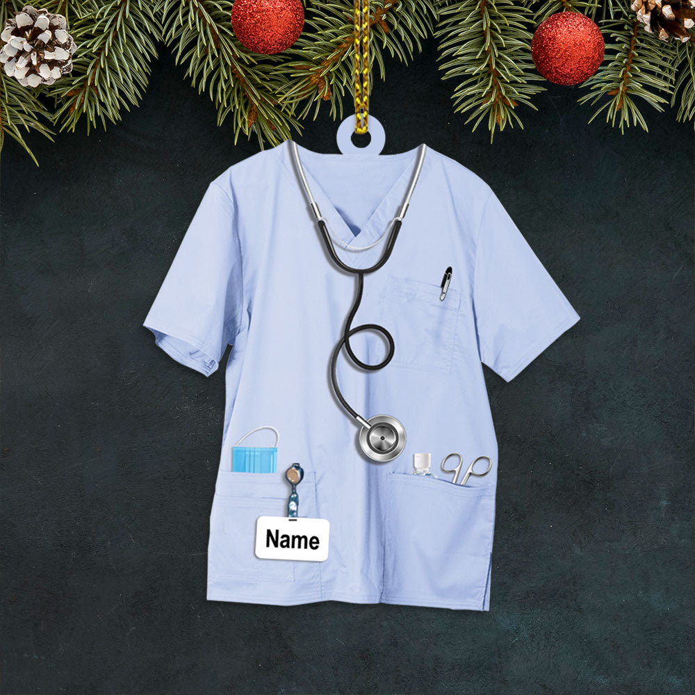 Nurse Uniform Custom Shaped Acrylic Ornament Two Sides Print, Christmas Gift, Name & Uniform Color Can Be Changed, Made By Acrylic And The 2 Sides Are The Same