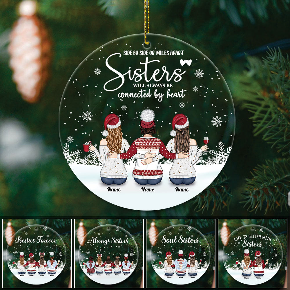 Always Sisters, Personalized Acrylic Ornament for your beloved Sisters, Name & Character can be changed, Made By Acrylic And One Side Print