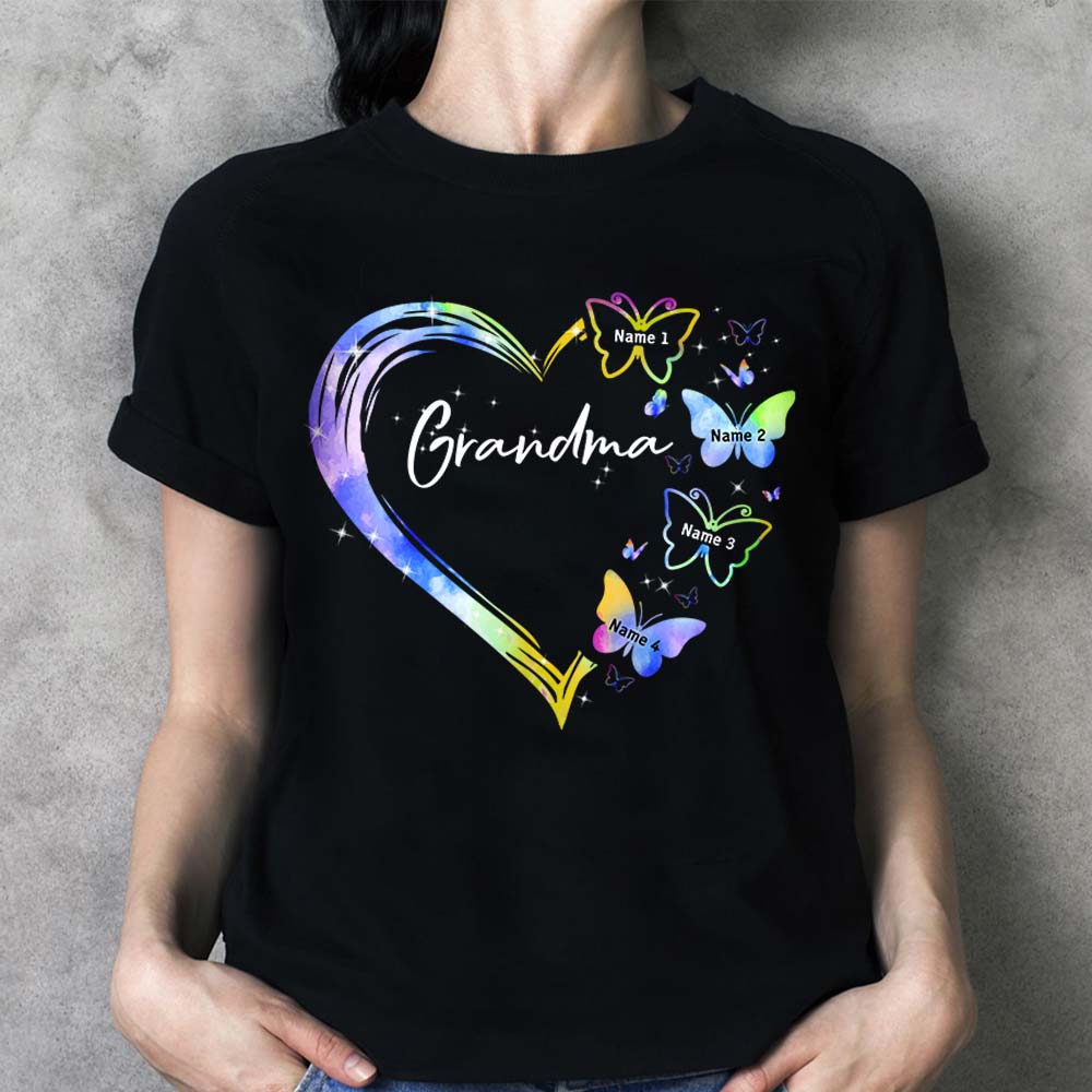 Leopard Checkered Floral Patterns Butterflies Mom Grandma Heart Personalized Shirt