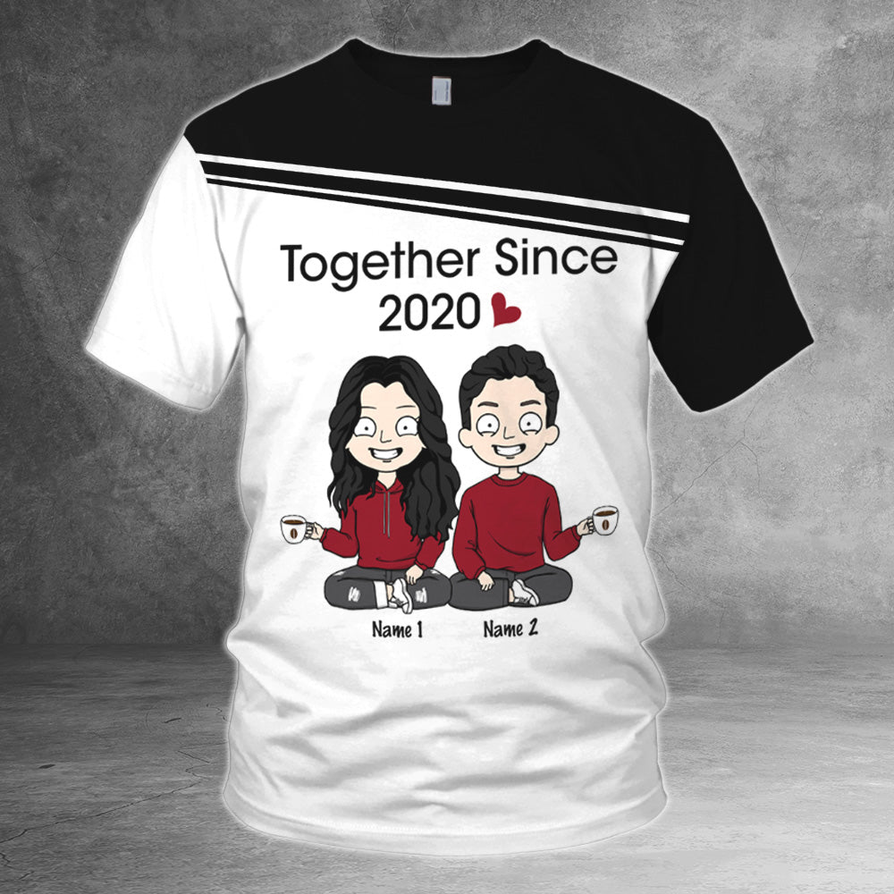 Together Since Personalized All Over Print Shirts Birthday, Anniversary & Valentine Gift For Couple, Husband, Wife, Lover