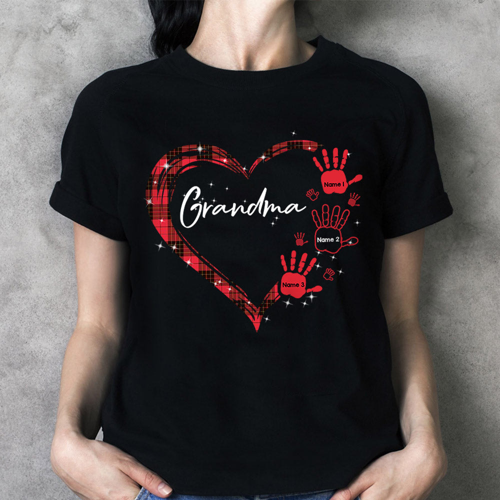 Grandma Heart And Grandkids Hands Personalized Shirts, Nickname And Names Can Be Changed