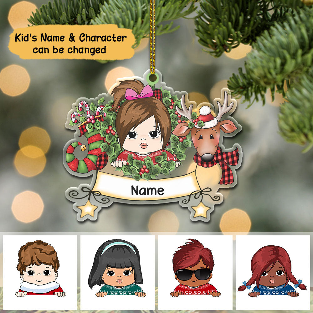 Kid Joy Christmas One Shaped Acrylic Ornament For Kid From Family Members HN98, Made By Acrylic And One Side Print