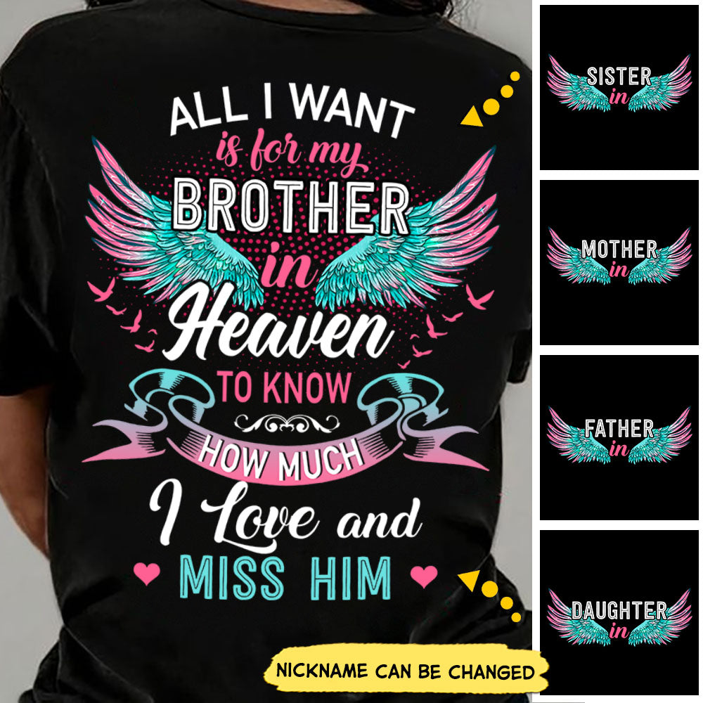 All I Want Is For My In Heaven To Know How Much I Love Personalized Shirts