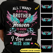 All I Want Is For My In Heaven To Know How Much I Love Personalized Shirts
