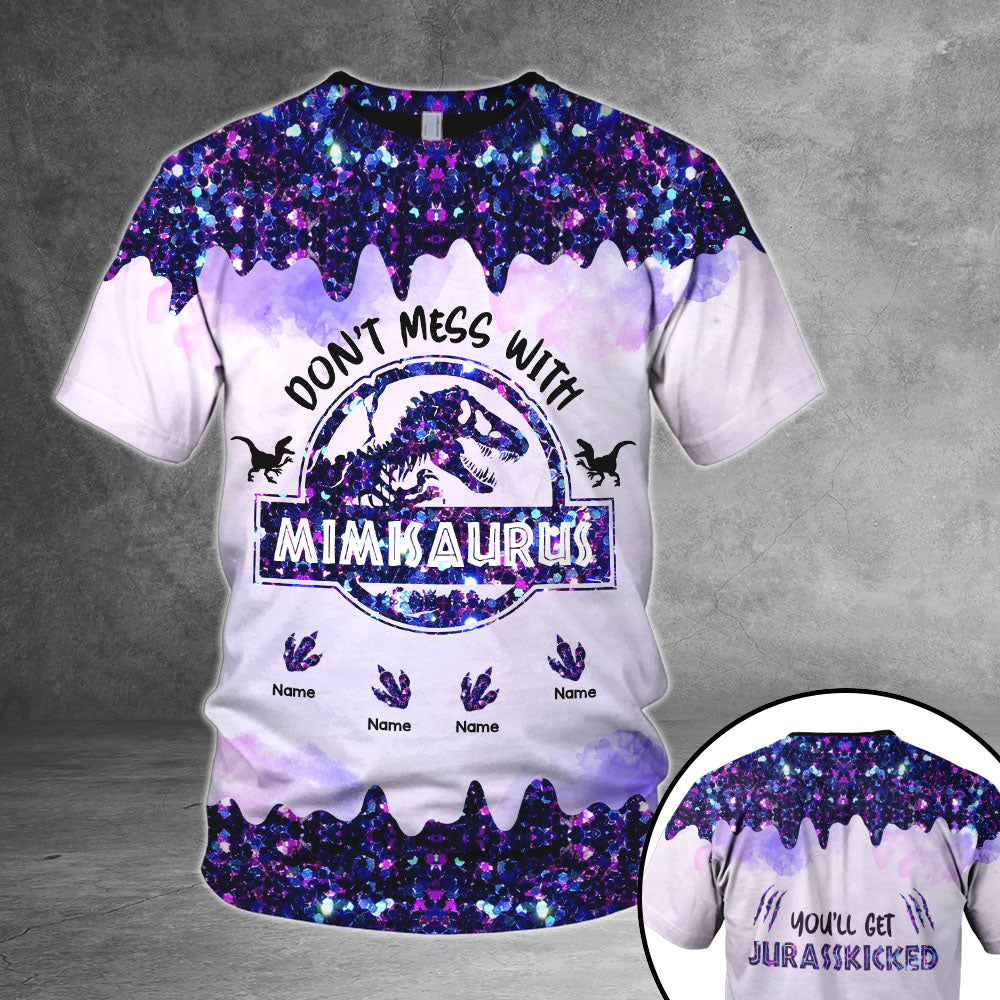 Don't Mess With Mimisaurus You'll Get Jurasskicked Personalized All Over Print Shirt, 3D Shirt For Grandma
