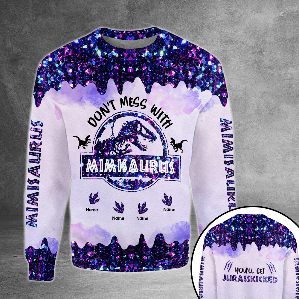 Don't Mess With Mimisaurus You'll Get Jurasskicked Personalized All Over Print Shirt, 3D Shirt For Grandma