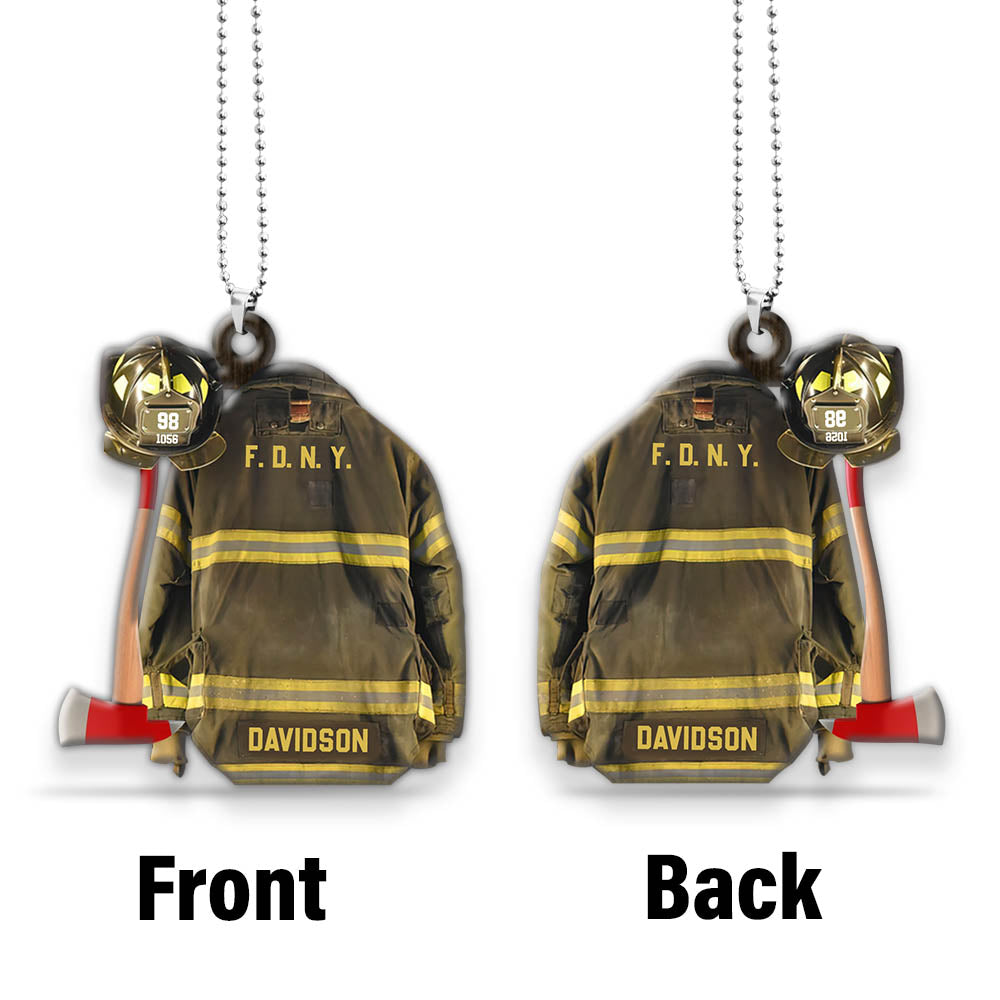 Firefighter Armor Custom Shaped Acrylic Car Ornament, Made By Acrylic And The 2 Sides Are The Same