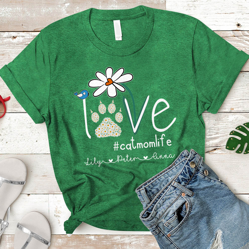 Personalized Love Cat Mom Life Shirt Shirt Daisy Love Cat Mom Life Shirt
