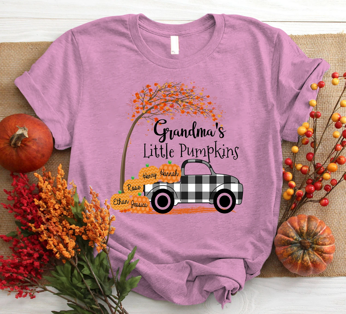 Personalized Grandma's Little Pumpkins Autumn Shirt Nickname & Grandkid's Name Can Be Changed