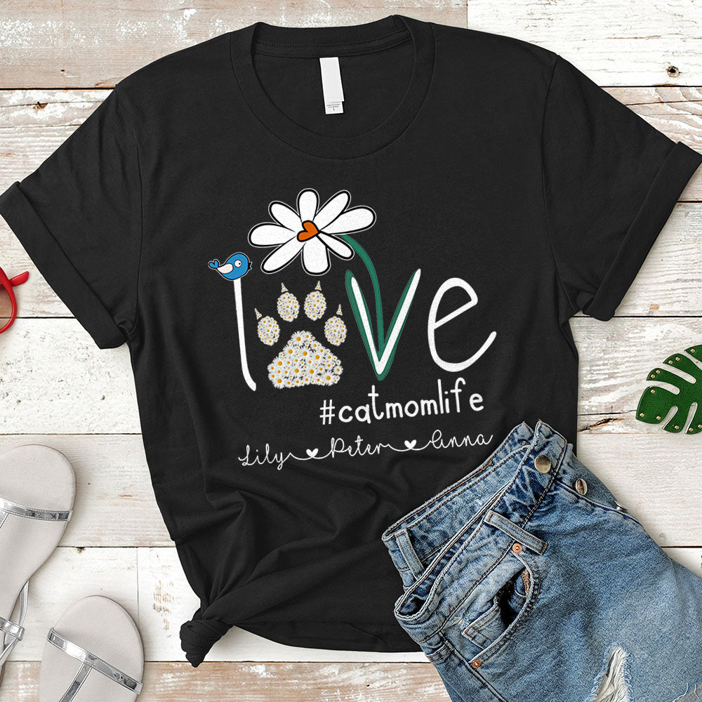 Personalized Love Cat Mom Life Shirt Shirt Daisy Love Cat Mom Life Shirt