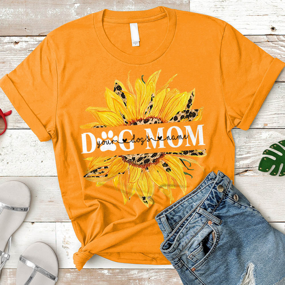 Dog Mom Sunflower T-Shirt Personalized Dog's Names T-Shirt